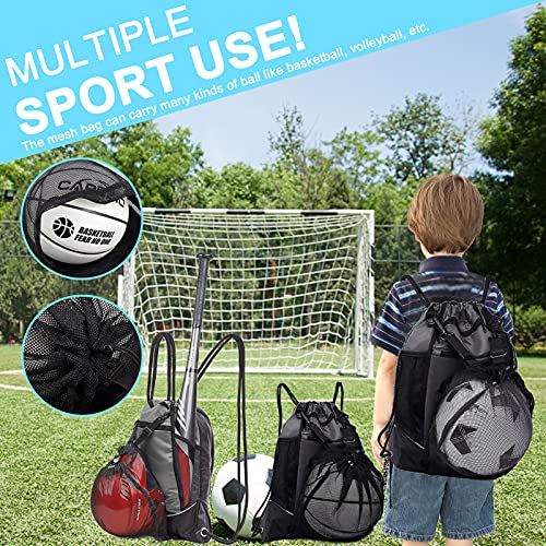 KAEGREEL Drawstring Soccer Bag Basketball Backpack for Kids Teens, Foldable Sports Bags Detachable Ball Mesh Bag for Gym Yoga Football Baseball - color: Grey