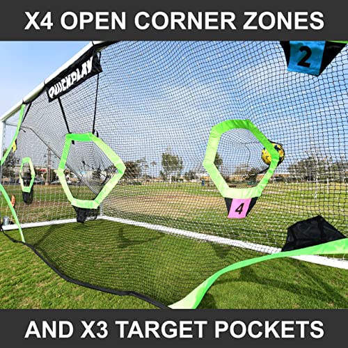 QuickPlay Target Net - Soccer Goal Target Nets with 7 Pockets for Shooting Accuracy - Fits Rigid Goals in Multiple Sizes - Soccer Trainer for Backyard, Training Equipment | Soccer Frame Not Included - style: Target Net PRO 24x8'