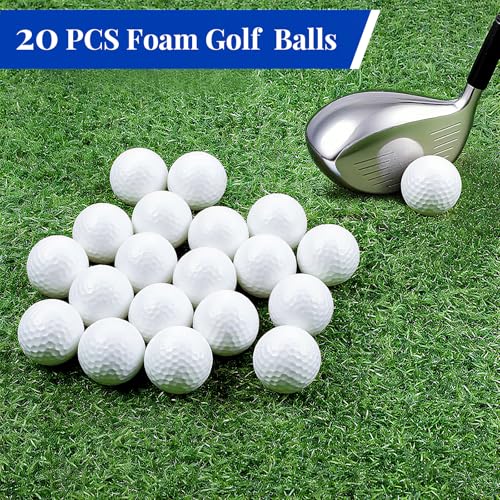 20 Pack Practice Golf Balls,41mm Foam Golf Balls,Limited Flight Design with Realistic Feel Durability,Perfect for Indoor or Outdoor Golf Training,Backyard Drills