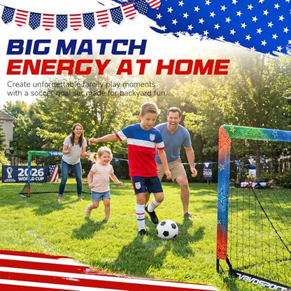 VAVOSPORT Kids Soccer Goals for Backyard Set, 2 Pack Portable Pop Up Soccer Goal with Soccer Net, Size 3 Soccer Ball, Pump, 10 Cones and Carry Bag, Toddler Soccer Training Equipment for Outdoor Games