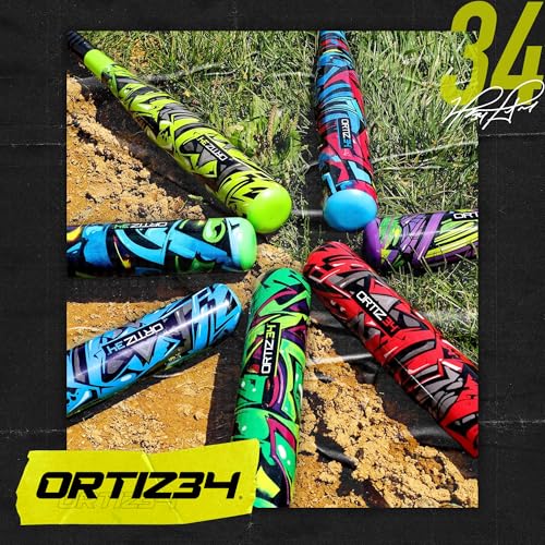 Ortiz34 Bat & Ball Set - Graffiti Plastic Bat & Ball Homerun Set- David Ortiz Backyard Baseball Set for Youth, Kids, Teenagers, Adults (Bat & Ball Set, Blue)