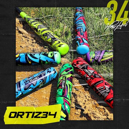 Ortiz34 Bat & Ball Set - Graffiti Plastic Bat & Ball Homerun Set- David Ortiz Backyard Baseball Set for Youth, Kids, Teenagers, Adults (Bat & Ball Set, Blue) - color: Volt, style: Bat & Ball Set