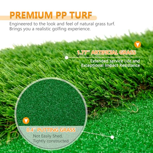 Premium Golf Putting Green Mat for Indoor & Outdoor, 3 Holes with Flags, Realistic Turf & Non-Slip Base, Practice Putting Mat with 6 Balls & Slope Pads - size: 9'10" x 4'11" (L x W)