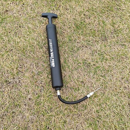 Sports Ball Pump Inflator with 5 Needles (Pin), Dual Action Hand Held Portable Air Pump with pins to Inflate Soccer Ball, Football, Volleyball, Rugby, Netball & Basketball - color: black