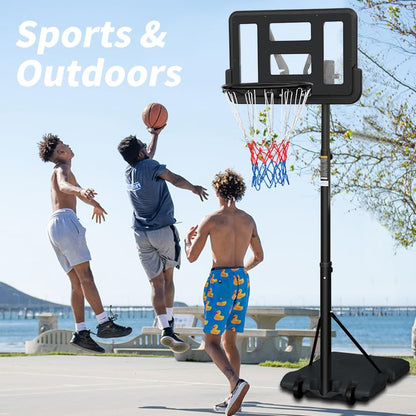RAKON Portable Basketball Hoops Outdoor Adjustable Height 7.5-10FT Blue Basketball Goal for Kids Youth Adults in Backyard/Driveway/Basketball Court/Garage/Indoor 44" Shatterproof Backboard