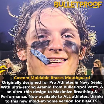 Bulletproof Braces Mouthguard – World’s Thinnest & Strongest Sports Mouth Guard for Braces! Basketball Football Lacrosse Wrestling Hockey Rugby BJJ MMA Boxing Mouthpiece – Adult Youth & Kids - color: Clean White
