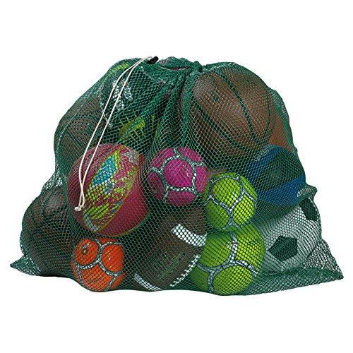 Mesh Equipment Bag - 32” x 36” and 24” x 36” - Adjustable, sliding drawstring cord closure. Perfect mesh bag for parent or coach, making it easy to transport and keeping your sporting gear organized. - color: Green, size: 24" x 36"