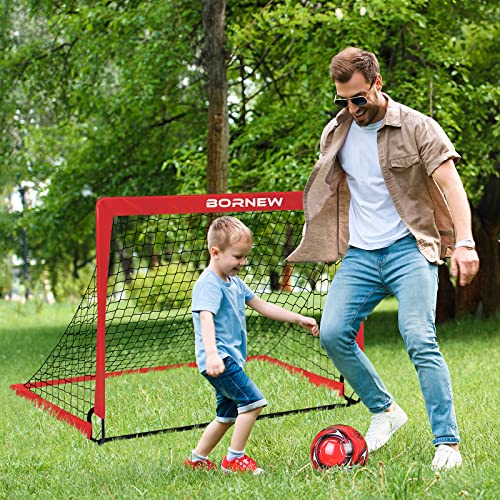 Kids Soccer Goal for Backyard Set - 2 Set of 6X4 / 4X3 ft Toddler Soccer Nets Training Equipment, Soccer Ball, Pop Up Portable Soccer Set for Kids and Youth Games and Training Goals Ages 3-16 Gift - color: 2.Red