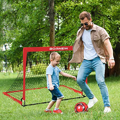 Kids Soccer Goal for Backyard Set - 2 Set of 6X4 / 4X3 ft Toddler Soccer Nets Training Equipment, Soccer Ball, Pop Up Portable Soccer Set for Kids and Youth Games and Training Goals Ages 3-16 Gift - color: 2.Red