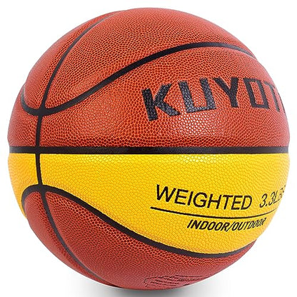KUYOTQ 3LBS/3.3LBS/2.2LBS Weighted Heavy Training Basketball 29.5/28.5" in and Outdoor Improving Handling Dribbling Passing Rebounding Skill Composite Size 7/6 Weighted Training Basketball Equipment