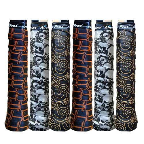 ALIEN PROS Tennis Racket Grip Tape – Tac Moisture Feel Tennis Grip – Tennis Overgrip Grip Tape Tennis Racket – Wrap Your Racquet for High Performance - style: Variety 6-Pack Black Power
