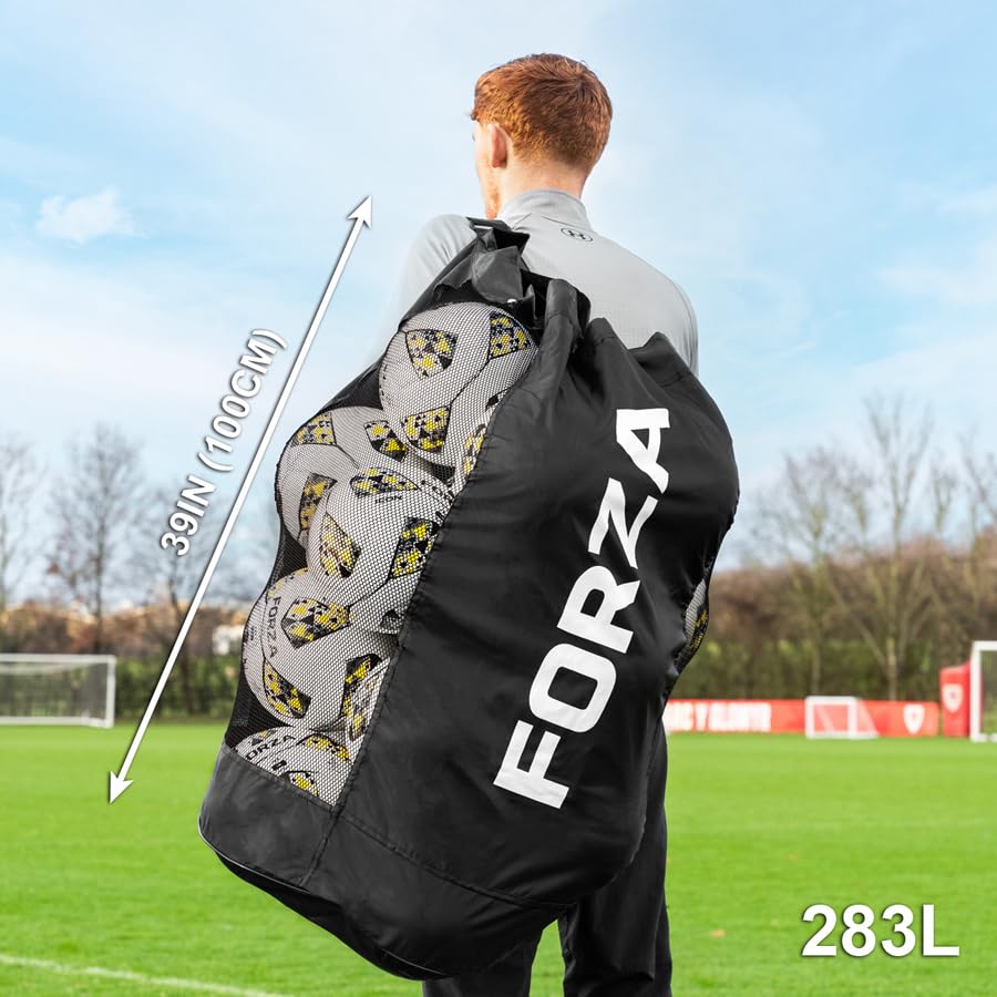 FORZA Jumbo Ball Bag – Extra Large 283L Capacity Sports Ball Storage Bag, Weatherproof 600D Polyester, Drawstring Closure & Reinforced Strap