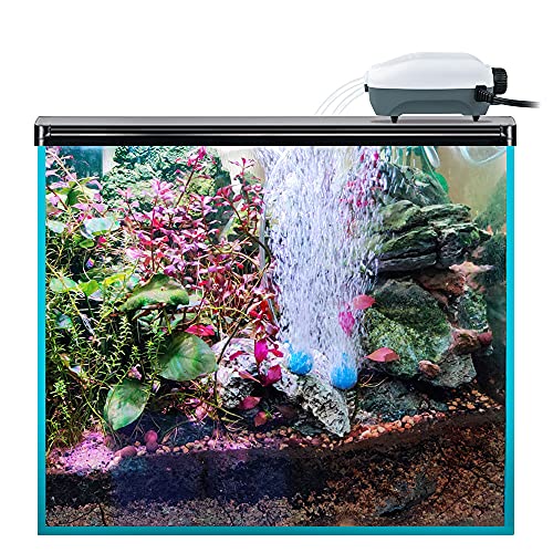 Dual Outlet Aquarium Electric Air Pump, Whisper Adjustable Fish Tank Aerator, Quiet Oxygen Pump with Accessories for 20 to 100 Gallon - style: 3W-80GPH