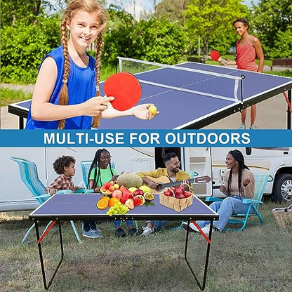 Small Mini Ping Pong Table, Portable Indoor Outdoor Folding Table Tennis Table with 2 Paddles, 3 Balls and Net