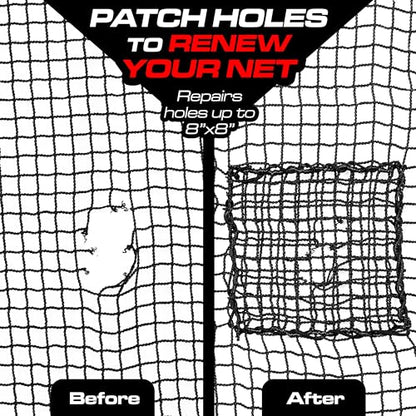 GoSports Universal Sports Net Repair Kits for Golf, Baseball, Soccer, and More - 8 x 8 Inch Sports Netting Patch Kits