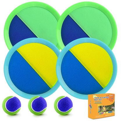 Outdoor Games - Beach Toys, Toss and Ball Set with 4 Paddles and 3 Balls, Perfect Yard Games Sets, Playground Sets for Backyards Easter Basket Stuffers for Kids (Green) - color: Green