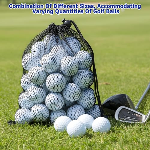 4 PCS Mesh Drawstring Bag, Black Nylon Mesh Ball Bag, Multipurpose Storage Bags for Collecting Half Balls, Tennis, Toys, Beach, Sports Gym, Travel
