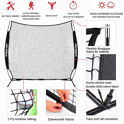 Sports Barrier Net,Sports Net,Barricade Backstop Net,Perfect for Baseball,Softball,Soccer, Basketball,Lacrosse - style: 7X7Ft-Black
