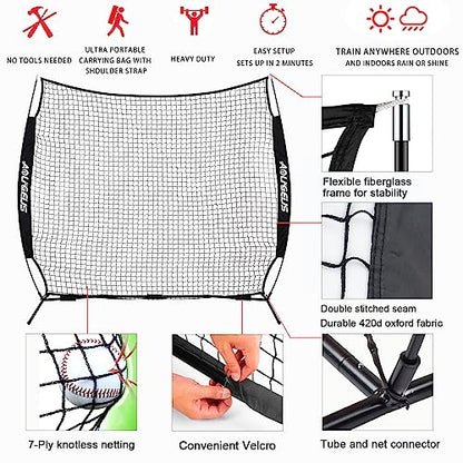 Sports Barrier Net,Sports Net,Barricade Backstop Net,Perfect for Baseball,Softball,Soccer, Basketball,Lacrosse - style: 7X7Ft-Black