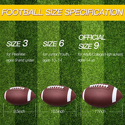 jiaonun Youth Size 6/Official Size 9 Footballs Bulk, Inflatable with Pump for Youth, Junior, Adult, College, High School, Regulation Size Football, American Football, Composite Leather Football - size: size 6, 6pack