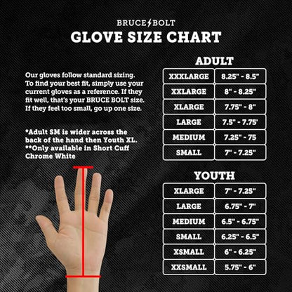 BRUCE BOLT Signature Series Long Cuff Batting Gloves - Pro-Athlete Collection - Adult & Youth Sizes - color: Happ/White, size: Small