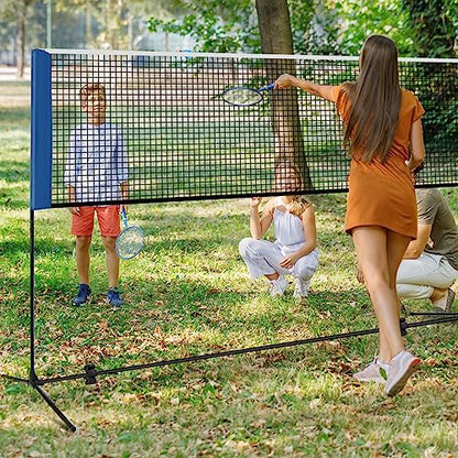 Goplus Portable Badminton Net Set, 10FT/ 14FT Volleyball Pickleball Net with 2.7FT-5FT Adjustable Height, 2 Shuttlecocks, Carrying Bag for Backyards, Beach, Driveway, Family Outdoor Game - size: 10 FT
