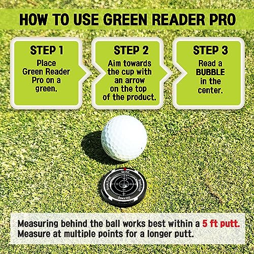 Birdie Putt Green Reader | Poker Chip Style Ball Marker Compact & Stylish Golf Putting & Green Reading Aid Bubble Level High Precision Alignment Reader Tool Golf - color: Black & Black