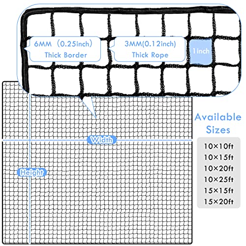 Amazgolf Golf Net,10Ft,15Ft,20Ft,25Ft, 30Ft, 40Ft Golf Practice Net,Sports Practice Barrier Net, Heavy Duty Ball Netting Golf Hitting Net, DIY Ball Net,Baseball Net Hockey Net and Chipping Net - size: 15*15ft