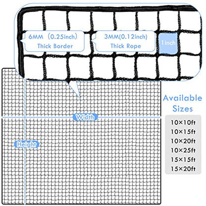 Amazgolf Golf Net,10Ft,15Ft,20Ft,25Ft, 30Ft, 40Ft Golf Practice Net,Sports Practice Barrier Net, Heavy Duty Ball Netting Golf Hitting Net, DIY Ball Net,Baseball Net Hockey Net and Chipping Net - size: 15*15ft