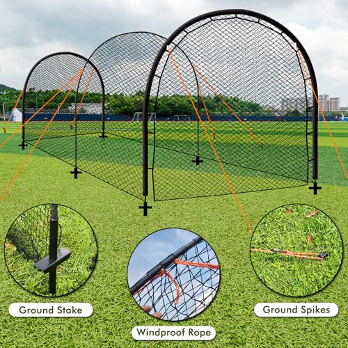 Baseball Batting Cage for Backyard, Softball Cage Batting Net Portable with Carrying Bag Detachable Door with Hitting Target for Batting Training Pitching Practice - size: 22 ft
