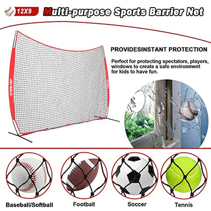 Sports Barrier Net,Sports Net,Barricade Backstop Net,Perfect for Baseball,Softball,Soccer, Basketball,Lacrosse - style: 12X9Ft-Red