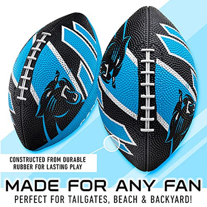 Franklin Sports NFL Team Footballs - Rubber Youth Mini Balls for All Teams - Kids 8.5" Football + Air Pump Sets - Official NFL Licensed - style: Carolina Panthers