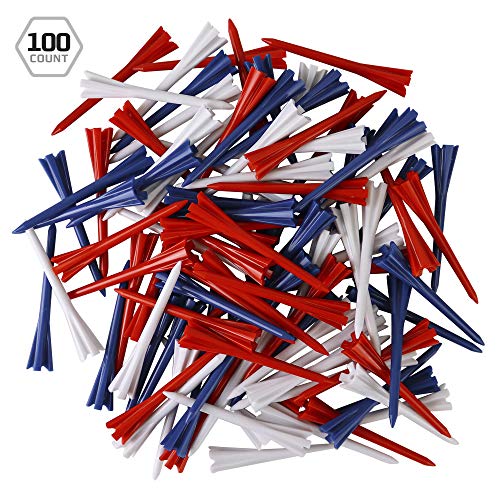 Izzo Plastic Golf Tees (100 Pack) - color: Red/White/Blue, style: 3.25 Inches