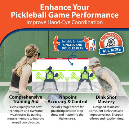 Pickleball Dink Pad Practice Board Poster Rebounder Training Aid - Improve Your Pickle-Ball Game Dinks & Reflexes - Transform Any Wall Into A Pickle Ball Court and Net Indoor or Outdoors by Modfamily - size: XL 3'x6' (2 Persons)