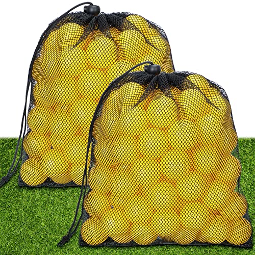 Yunsailing 120 Pcs Plastic Practice Golf Balls Bulk Hollow Training Golf Balls with 2 Pcs Mesh Drawstring Storage Bags for Indoor Outdoor Training and Practice - color: Yellow