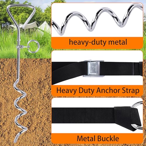 RunNico Basketball Goal Anchor, Heavy Duty Basketball Hoop Tie Down Kit, Court Setup Ground Stakes with Adjustable Straps for Basketball Mounting Trampoline Swing Tent - color: 1 set