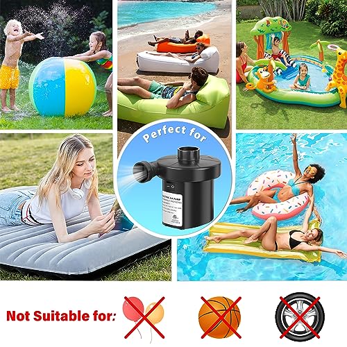 Air Pump Electric Air Pump for Inflatables Air Mattress Pump with 3 Nozzles Inflator Deflator for Air Beds Swimming Ring Inflatable Pool Toys 110V AC/12V DC (50W)
