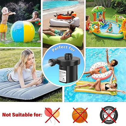 Air Pump Electric Air Pump for Inflatables Air Mattress Pump with 3 Nozzles Inflator Deflator for Air Beds Swimming Ring Inflatable Pool Toys 110V AC/12V DC (50W)