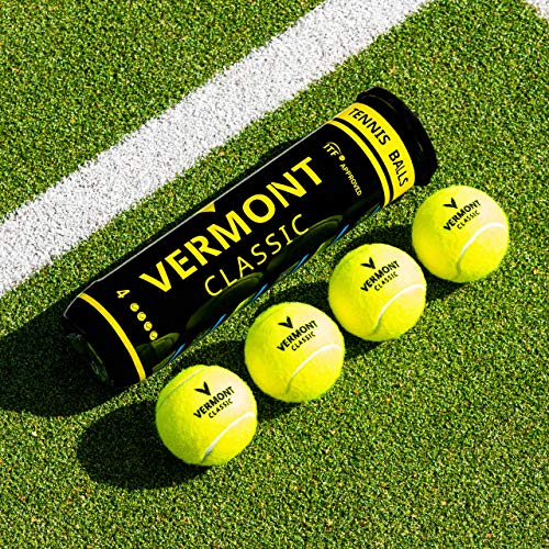 Vermont Classic Tennis Balls | ITF Approved Professional Tennis Balls – Pressurised 4 Ball Cans – Durable FluroFelt Cloth – All Court Performance – Bulk Buy Options for Training - size: 144 Cans (576 Balls)