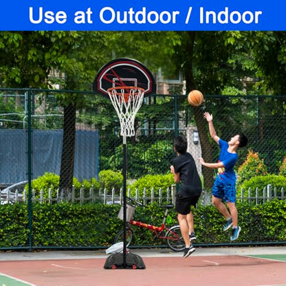 Portable Height-Adjustable Basketball Hoop System, Outdoor/Indoor Use for Backyard, Driveway, Court