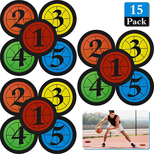 Outus 15 Pcs 7.5 Inch Basketball Training Poly Spots Anti-Slip Training Markers Colorful Waterproof Flat Filed Cones Poly Dots for Agility Drills, Basketball, Football Youth & Adult Team Sports