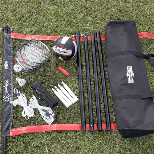 Hall of Games Outdoor Volleyball and Badminton Net with Carrying Bag Accessories Set and Adjustable Steel Poles Perfect for Parties - color: 32 Ft.