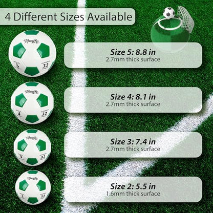 Soccer Ball Size 3 with Pump Needle, Size 3 Trainning Classic White Black Thicker PU Tight Weaved Suitable for Youth Boy League Game Trainning - color: White+Green