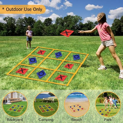 Tic Tac Toe Game - 4ft x 4ft Outdoor Yard Giant Tic Tac Toe for Backyard, Camping, Lawn, Portable No Assembly Outdoor Bean Bag Toss Game for Family and Kids