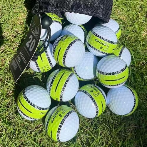 2-Layer Surlyn Golf Balls with Green Aiming Line, 332 Dimples, Low Spin, Long Distance Over 30 Yards, Durable Golf Balls for Amateur, Junior, Lady – 20 Pack