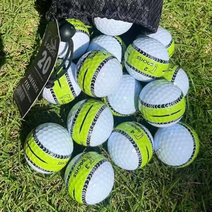 2-Layer Surlyn Golf Balls with Green Aiming Line, 332 Dimples, Low Spin, Long Distance Over 30 Yards, Durable Golf Balls for Amateur, Junior, Lady – 20 Pack