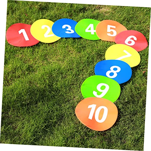Toyvian 10Pcs Printed Soccer Markers Reusable Football Training Roadblock Plates for Use Spot Markers for Gym Class Agility Drills