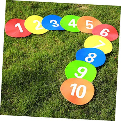 Toyvian 10Pcs Printed Soccer Markers Reusable Football Training Roadblock Plates for Use Spot Markers for Gym Class Agility Drills