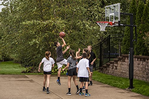 Silverback Height Adjustable In-Ground Basketball Hoop with Tempered Glass Backboard, Pro-Style Breakaway Rim & Backboard Pad