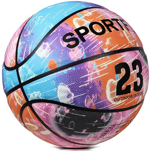 Glow in The Dark Basketball, Glowing PU Leather Basketball, Luminous Training Basketball Size 7 Gift for Men Women, Indoor Outdoor Night Basketball Game